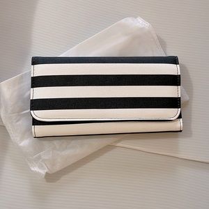 KUT from the Kloth Black and White striped tri-told wallet NEW